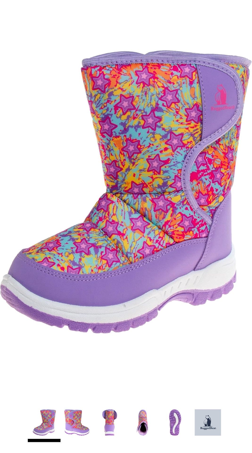 Rugged Bear Girls Snow Boot, Purple Multi, 4 Big Kid -NWT
