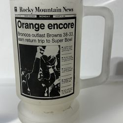 1988 Denver Broncos Vintage Mug Headline "Super Bowl Bound" Rocky Mountain News