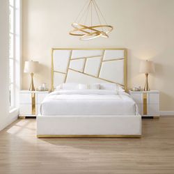 White and gold bed frame