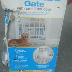 Extra wide gate With Small Pet Door