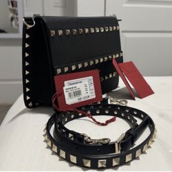 Valentino Womens RockStud crossbody black bag