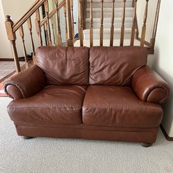 Brown Leather Loveseat