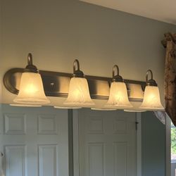 Bathroom Vanity Light Fixtures. Set of 2. Brushed Nickel Finish. 