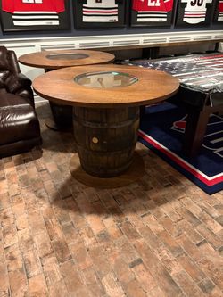 Wood barrel bar tables