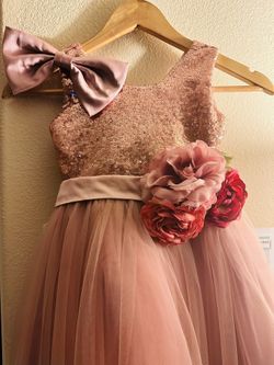 Dusty Rose theme Flower Girl Outfit 6-8 YO