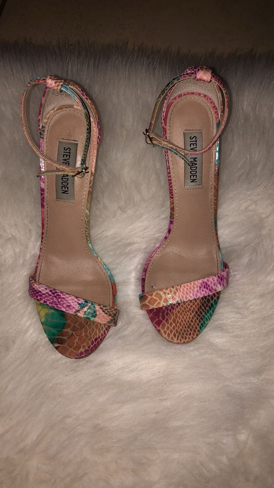 Steve Madden floral Multi STECY ankle strap heels