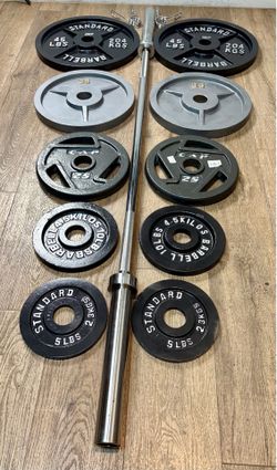 CUZ NEED THE $$ NEW Olympic Equipment: 6 ft Silve Bar w/cooper bearings & Cast Iron Weight plates Total: 280 lbs [ NO, NO BETTER PRICE]