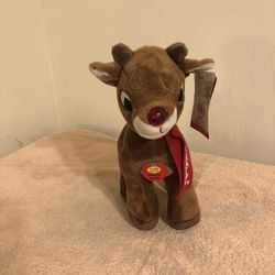 Dan Dee Rudolph The Red Nose Reindeer Plush Plays Song & Nose Lights 11” Tall NWT
