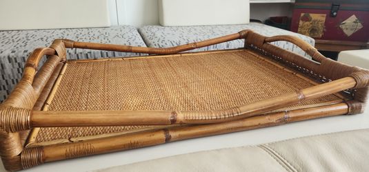 Palecek Rattan Serving Tray - Extra Large 29" - Designer National Geographic Home Collection