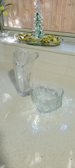 Crystal Heart Glass Vase & Dish