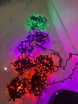Halloween String Lights Set Orange Purple Green