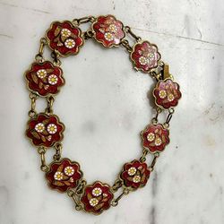 Vintage Red Enameled Bracelet 1960 