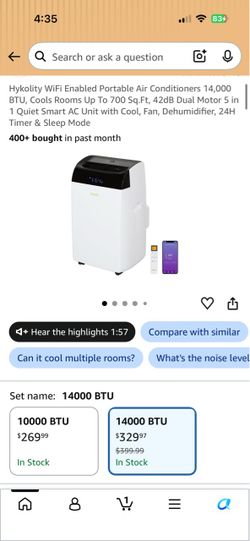 Hykolity WiFi Enabled  Portable Air Conditioner