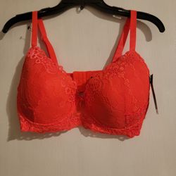 XOXO Neon Orange Lace Sexy Push Up Bra New