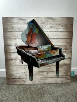 Colorful Grand Piano Metal Iron Sculpture Art 31 x 31