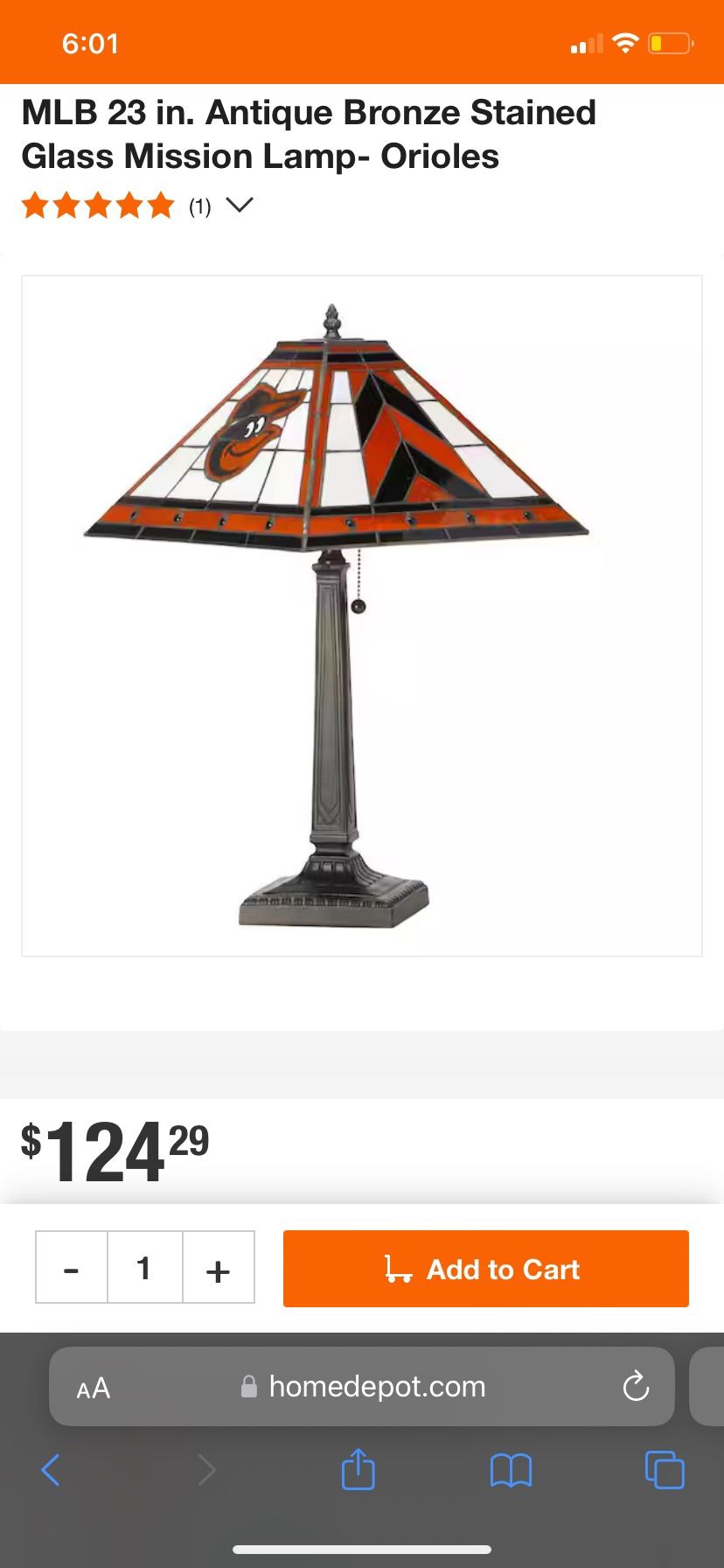 MLB Orioles Lamp