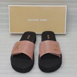 MICHAEL KORS slides sandals. Size 10 women's shoes. Brand new in box. Rose Gold 