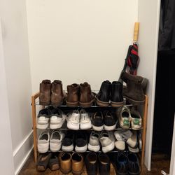 4-Tier Wooden And Metal Shoe Rack