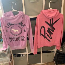 Two Victoria’s Secret Pink Zip Up Sweatshirts 