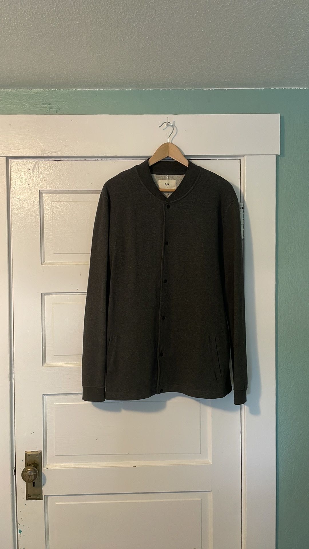 Men's Dark Grey French Terry Bomber Jacket