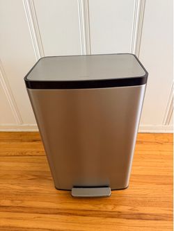 Kohler Hands-Free Kitchen Step Can, Trash Can with Foot Pedal, Quiet-Close Lid, Stainless Steel
