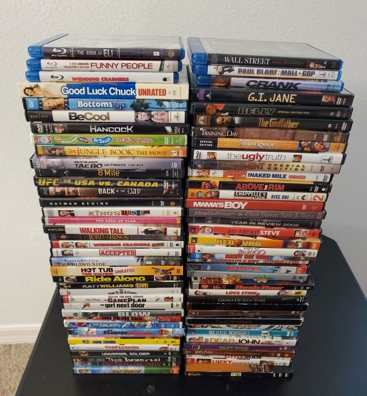 75 Total Assorted Dvd's & Blue-rays - Comedy, Gangster, & More.