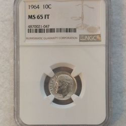 NGC Certified 1964 10c MS65 FT
