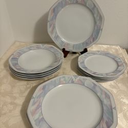 Set Of Savoir Vivre Celina dinnerware. Dinner, Salad And Soup/pasta 12 Plates.