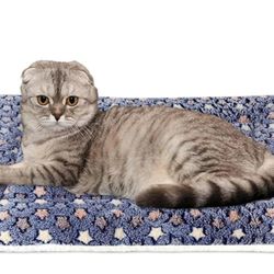 Mora Pets Cat Bed Dog Crate Pad Ultra Soft Pet Bed with Cute Star Print Washable Crate Mat for Small Dogs and Indoor Cats Reversible Fleece Kennel Pad