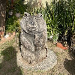 Coca Cola Bear Wood Statue