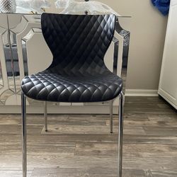 Black Plastic Quilted Patterned Chair
