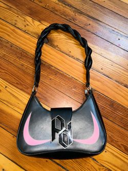 Fashion Nova Black Shoulder Bag with Pink Graphic Detail