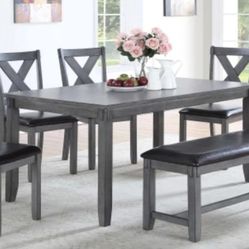 Brand New Grey 6pc Dining Table Set 