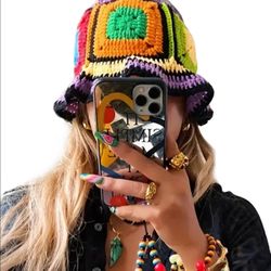 Women's Street Trend Colorblock Floral Print Bucket Hat, Casual Trendy Knitted Hat, Fashionable Hat for All Seasons