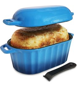 Blue Cast Iron Bread Dutch Oven