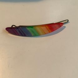 Vtg Rainbow Hair Clip Barrette Lucite Plastic 80s Bar