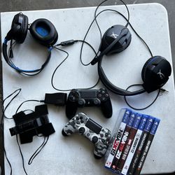 PS4 Remotes, Charger, Games And Headsets 