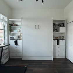 Modern Murphy Bed With Cabinets And Shelves