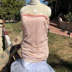 Pink soft Tangerine Strap Lace Blouse