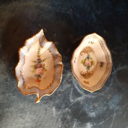 GORGEOUS Pair of 4" VTG Limoges France Trinket Holders.