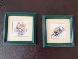 Set of 2 Framed Birdhouse Prints