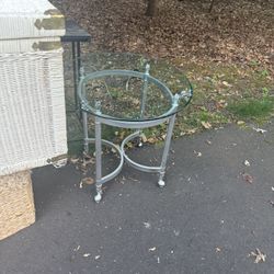 Glass & Silver Side Table