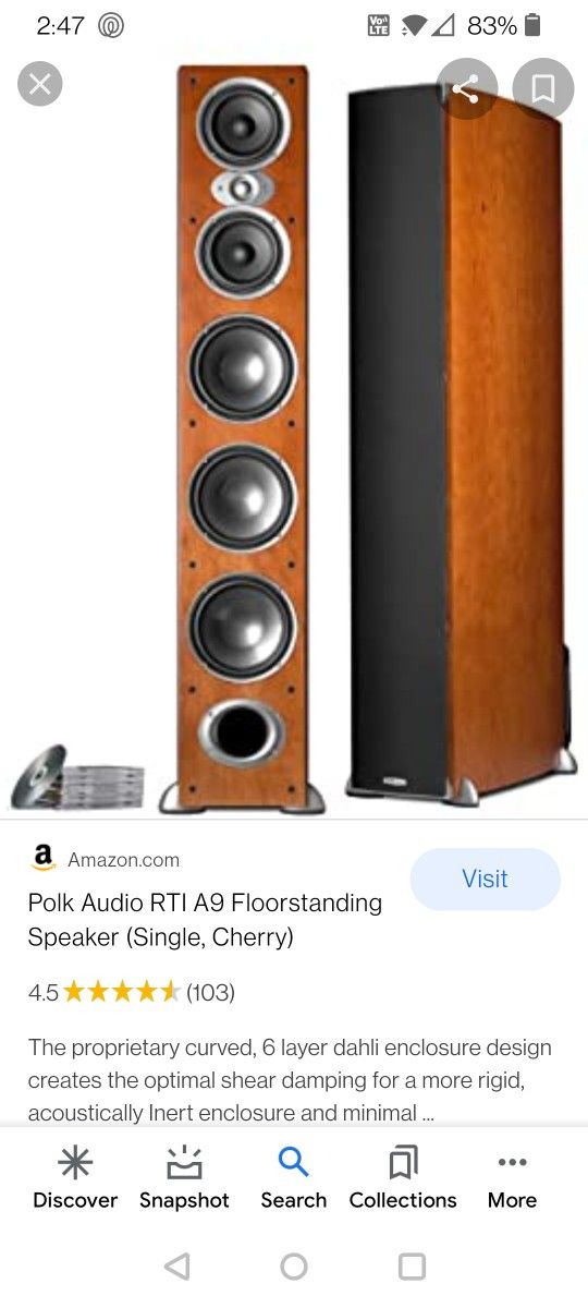 Polk Audio RTI A9 Cherry Color