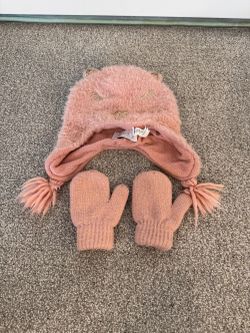 *Girls The Children's Place Brand 3PCS Hat and Glove Set, Size 12-24M*