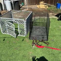 Dog Crate And Dog Leash 