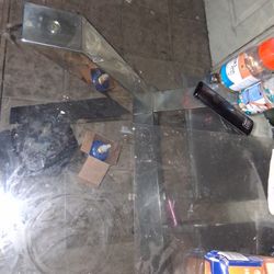 Metal Base Glass Top Dining Room Table 