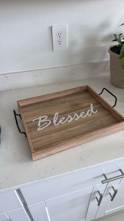 Farm style wood decorative tray