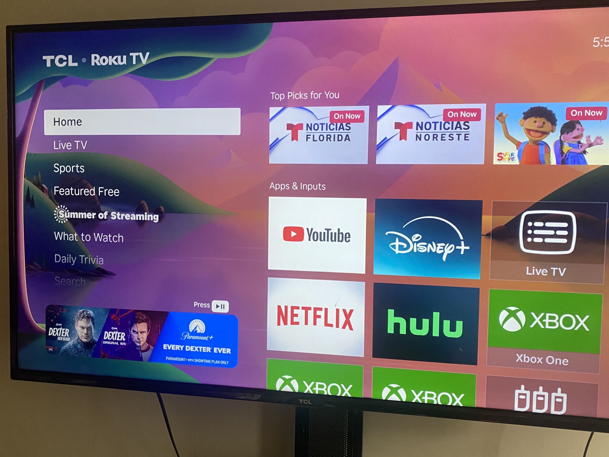 65” TCL ROKU TV