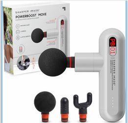 Sharper Image Powerboost Move - Mini Percussion Massage Gun| 4 Attachments, 4 Speeds