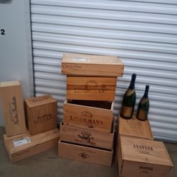 Custom-made French wine crates most with lids.Some sighned Everything Price To Sell In This Picture